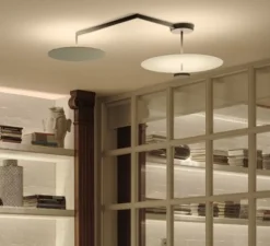 Plafonnier, Flat 5910, gris, blanc, LED, dim, 2700K, 5220 lm, L106cm, H34cm - Vibia