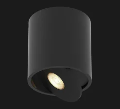 Plafonnier, FlatLED T1 (Lens) Surface Mounted, noir mat, LED, 2700K, 1335lm, Ø12cm, H12,3cm - Doxis