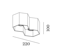 Plafonnier, Hexo 2.0 PAR16, laiton, L22cm, H10cm -Wever&Ducré