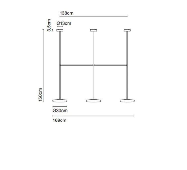 Plafonnier, Ihana, opale et noir, LED, 2700K, 3x1019lm, L168cm, H150cm - Marset