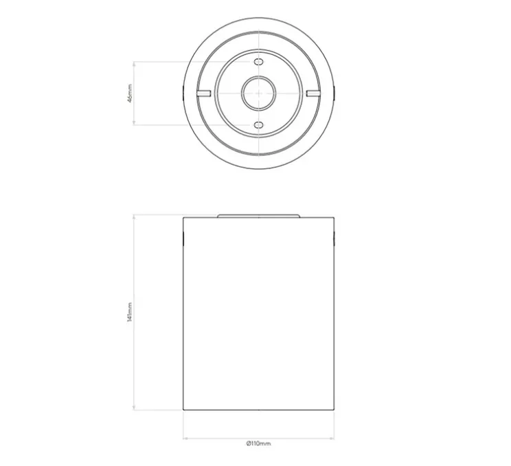 Plafonnier, Kos Round, béton mat, IP44, Ø11cm, H14,1cm - Astro