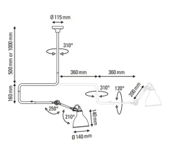 Plafonnier, Lampe Gras 312, corps noir, abat-jour rond rouge (intérieur blanc), L36cm, H66cm - DCW éditions Paris