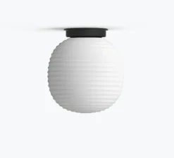Plafonnier, Lantern, verre opal blanc, noir, Ø20cm, H22cm - New Works