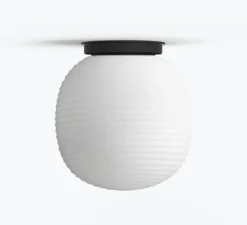 Plafonnier, Lantern, verre opal blanc, noir, Ø30cm, H32cm - New Works