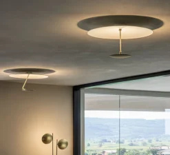 Plafonnier, Lederam C1505, blanc, or, LED, 2700K, 1540 lm, Ø60cm, H26cm - Catellani & Smith