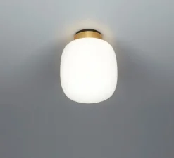 Plafonnier, Legier, 557.72, noir texturé, laiton brossé, verre opalin, IP40, LED, dim, 2700K, 800 lm, Ø25cm, H30cm - Tooy