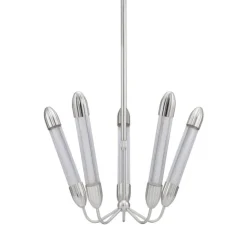 Plafonnier, Lemon squeeze penta short, acier poli, verre opalin, Ø68,8cm, H97,5-152,5 cm - Umage