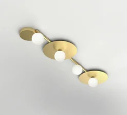 Plafonnier, Line, Globes and Discs 320, laiton brossé, L71cm, H3,8cm - Atelier Areti