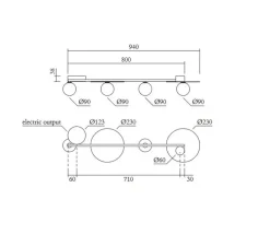 Plafonnier, Line, Globes and Discs 320, laiton brossé, L71cm, H3,8cm - Atelier Areti