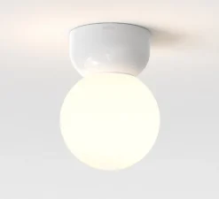 Plafonnier, Lyra 140, blanc brillant, IP44, Ø14cm, H19,5cm - Astro