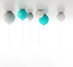 Plafonnier, Memory 400, turquoise brillant, câble blanc, Ø40cm, H41,5cm - Brokis