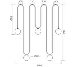 Plafonnier, Motive Long, laiton, L108cm, H131,4cm - atelier Areti