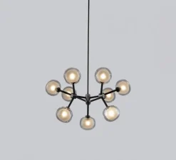 Plafonnier, Nabila 552.19, noir matt, noir chromé et verre fumé, IP40, Ø60cm, H35cm - Tooy