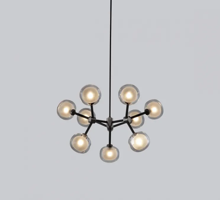 Plafonnier, Nabila 552.19, noir matt, noir chromé et verre fumé, IP40, Ø60cm, H35cm - Tooy