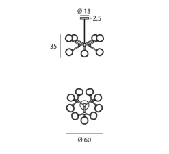 Plafonnier, Nabila 552.19, noir matt, noir chromé et verre fumé, IP40, Ø60cm, H35cm - Tooy
