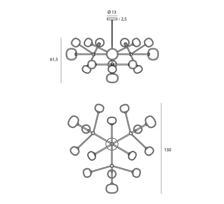 Plafonnier, Nabila 552.16, noir matt, noir chromé et verre fumé, IP40, Ø130cm, H58cm - Tooy