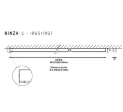 Plafonnier, Ninza C, noir, LED, 2700K, 660 lm ,IP65, L120cm, H3,5cm - Dark