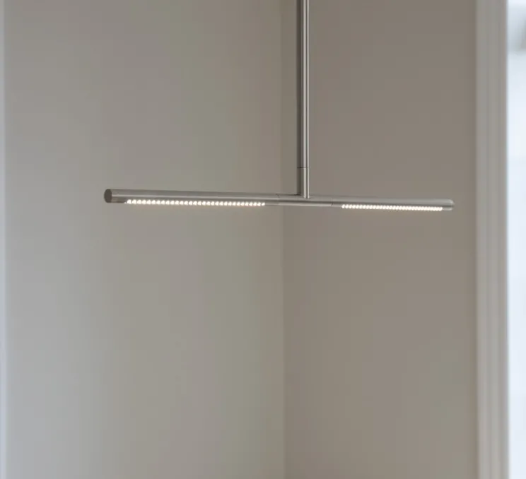 Plafonnier, Omni, acier brossé, LED, dim, 2700K, 1200 lm, L74cm, H1,9cm - Umage