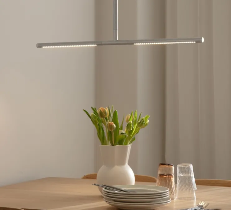 Plafonnier, Omni, acier brossé, LED, dim, 2700K, 1200 lm, L74cm, H1,9cm - Umage