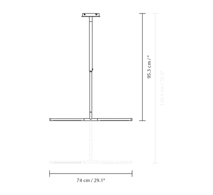 Plafonnier, Omni, acier brossé, LED, dim, 2700K, 1200 lm, L74cm, H1,9cm - Umage