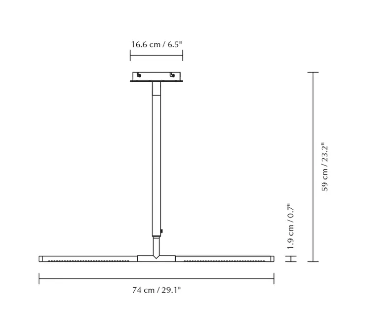 Plafonnier, Omni, acier brossé, LED, dim, 2700K, 1200 lm, L74cm, H1,9cm - Umage