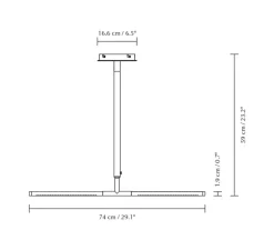 Plafonnier, Omni, noir, LED, dim, 2700K, 1200 lm, L74cm, H1,9cm - Umage