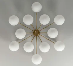 Plafonnier, Orion Round flush Mount, laiton, verre mat, Ø121,4cm, H32,7cm - Schwung