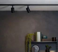 Plafonnier ou spot sur rail, Ascoli track, noir texturé, Ø5,7cm, H14,1cm - Astro