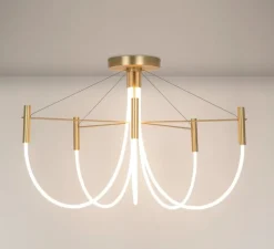 Plafonnier, Paradoxe 5L, laiton satiné, LED, dim, 2700K, 2850 lm, Ø89cm, H58cm - CVL