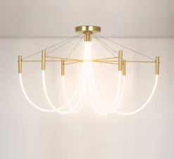 Plafonnier, Paradoxe 6L, laiton satiné, LED, dim, 2700K, 4800 lm, Ø115cm, H68cm - CVL