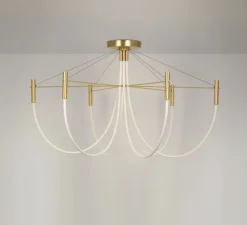 Plafonnier, Paradoxe 6L, laiton satiné, LED, dim, 2700K, 4800 lm, Ø115cm, H68cm - CVL