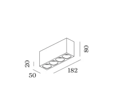Plafonnier, Pirro Spot Surface 4.0, blanc (intérieur noir), LED, dim, 2700K, 4x380 lm, L18,2cm, H8cm - Wever&Ducré