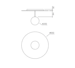 Plafonnier, Plate and Sphere 2, laiton, Ø65cm, H17,5cm - ATELIER ARETI