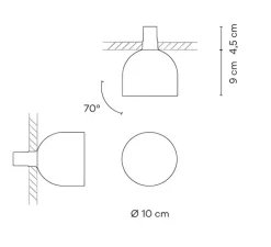 Plafonnier, Plusminus solo 6333, terracotta, LED, 3000K, 546 lm, Ø10cm, H9cm - Vibia