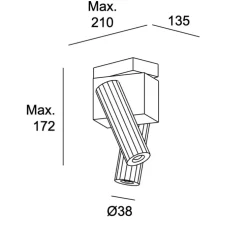 Plafonnier, Prolix double, noir, LED, dim, 2700k, 434 lm, L21cm, H17,2cm - LEDs C4