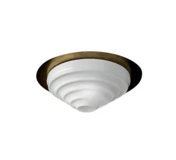 Plafonnier, Ripple, Brun, verre blanc brillant, LED, 3000K, 1280 lm, Ø49cm, H25cm - MM Lampadari