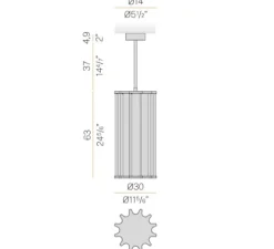 Plafonnier, Roma, bronze, LED, dim, 2700K, 2790 lm, Ø30cm, H104,9cm - Panzeri