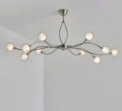 Plafonnier, Sabia 10L, verrerie S100, nickel, L118cm, H51cm - Manufacture