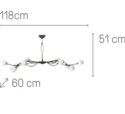 Plafonnier, Sabia 10L, verrerie S100, nickel, L118cm, H51cm - Manufacture