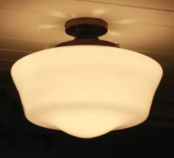 Plafonnier, Schoolhouse, argent veilli, Ø35cm, H27cm - Mullan Lighting