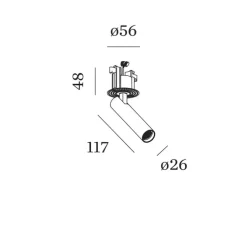 Plafonnier semi-encastré, Match trimless 1.0, noir mat, LED, 2700K, 525 lm, Ø2,6cm, H11,7cm - Wever&Ducré