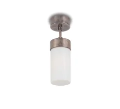 Plafonnier, Silindar 3357, Antique nickel, verre opale, IP44, Ø10cm, H33,5cm - Moretti Luce