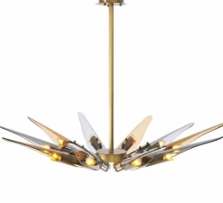 Plafonnier, SKY, laiton antique, verre ambré, verre fumé, Ø112cm, H8,5cm - Eichholtz