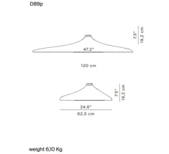 Plafonnier, Soleil Noir D89p , noir et blanc, LED, 3000k, 1728lm, L120cm, H19,2cm - Luceplan