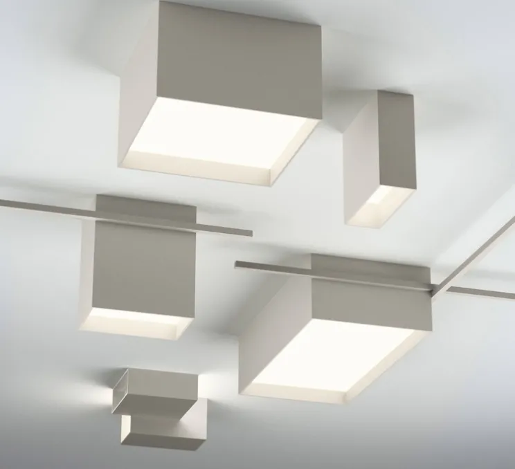Plafonnier, Structural 2634, gris clair, LED, dim, 2900K, 3126 lm, L48cm, H13cm - Vibia
