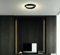 Plafonnier, Tidal 45, noir mat, LED, dim, 2700K, 5040 lm, Ø45cm, H6,1cm - Lodes