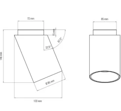 Plafonnier, Tobo C85 DIAG, blanc, laiton, Ø8,5cm, H14,6cm - DCW éditions Paris