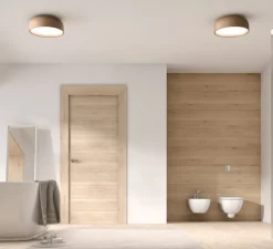 Plafonnier, Tokio, chêne, naturel, IP44, Ø36cm, H13,5cm - MDC