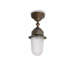 Plafonnier, Torcia 1893, laiton vieilli, vert de gris, IP44, Ø14,5cm, H32cm - Moretti Luce