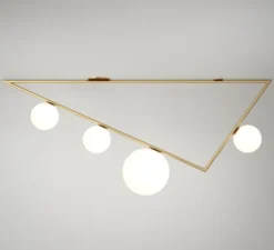 Plafonnier, Triangle 3+1, laiton, L150cm, H50cm - Atelier Areti
